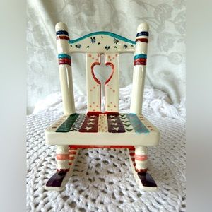 Vintage Porcelain Bisque Handcrated Artisan Rocking Chair